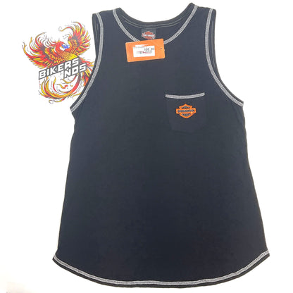 Harley Women's Size SM Artistry in Iron Scoop Neck Tank Top- Black HT4886BLK-SM