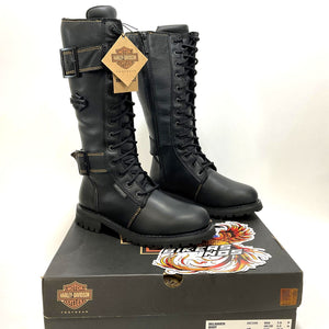 NEW Harley Womens Size 7.5 Belhaven 14" Black Waterproof Biker Boots D87299-7.5