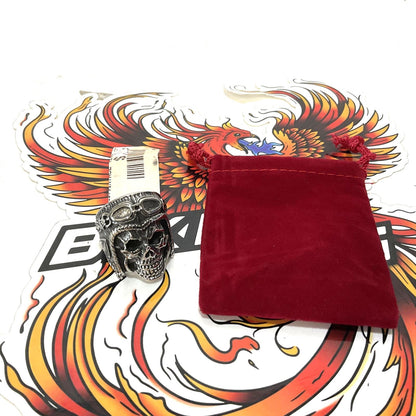 NEW Genuine Hair Glove Vintage Biker Skull Ring Size 11 00211