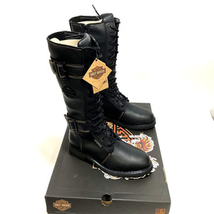 NEW Harley Womens Size 8 Belhaven 14" Black Waterproof Motorcycle Boots D87299-8