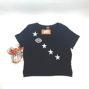 NEW Women's 2X Harley Bandolier V-Neck Short Sleeve Shirt Black HT4809BLK-2X