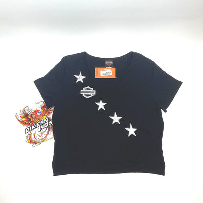 NEW Women's 2X Harley Bandolier V-Neck Short Sleeve Shirt Black HT4809BLK-2X