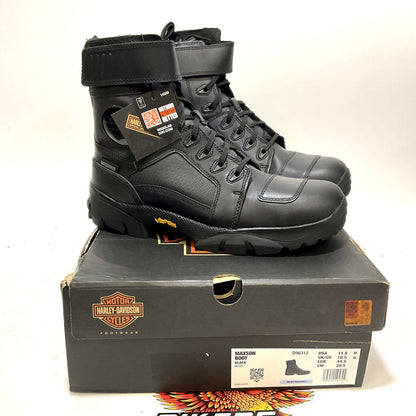 NEW Harley Size 11.5 Mens Maxson 6.25" WP Black Leather Biker Boots D96312-11.5