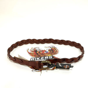 NEW Harley Women's Medium Braided Classic H-D Leather Belt Brown BMW005/02M