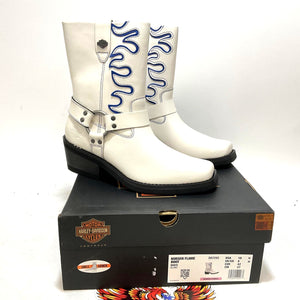 NEW Harley Womens Size10 Korsen 8-In White Motorcycle Harness Boots D87293-10
