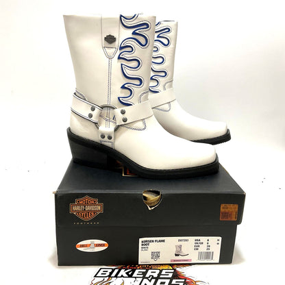 NEW Harley Womens Size 8 Korsen 8-In White Motorcycle Harness Boots D87293-8