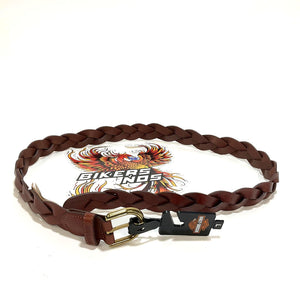 NEW Harley Women's Large Braided Classic H-D Leather Belt Brown BMW005/02L