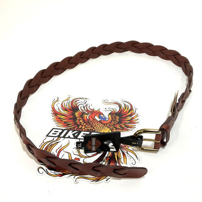 NEW Harley Women's XL Braided Classic H-D Leather Belt Brown BMW005/02XL
