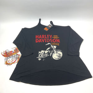 NEW Iron Advert 3/4 Sleeve 2X Women Harley-Davidson Shirt HT4767BLK-2X