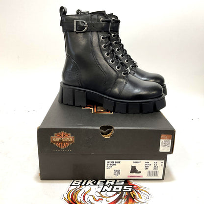 NEW Harley Womens Size 8.5 Uplift Buckle 6" Black Biker Fashion Boots D84807-8.5