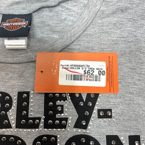NEW Women 2X Gray Studded Crew Neck Harley-Davidson Shirt HT4848HGY-2X