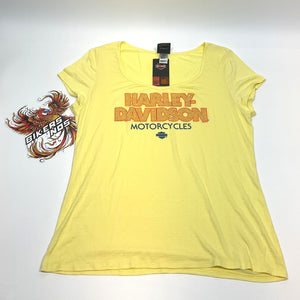 NEW Women 2X Yellow Hot Iron Harley-Davidson Shirt HT4866GRD-2X