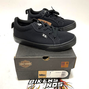 NEW Harley Womens Size 6 Torland Black Vulcanized Canvas Biker Sneakers D83496-6
