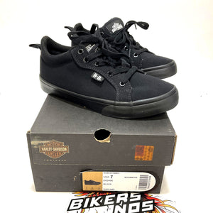 NEW Harley Womens Size 7 Torland Black Vulcanized Canvas Biker Sneakers D83496-7