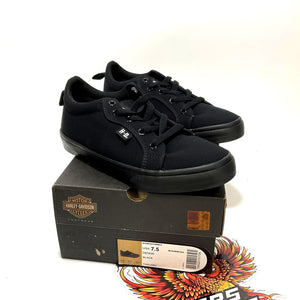 NEW Harley Womens Size 7.5 Torland Black Vulcanized Canvas Sneakers D83496-7.5