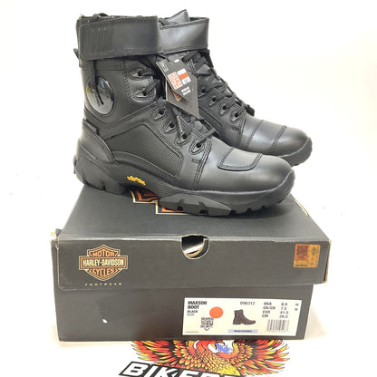 NEW Harley Size 8.5 Mens Maxson 6.25" WP Black Leather Biker Boots D96312-8.5