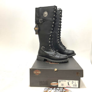 NEW Harley Size 7 Womens Beechwood Skull Black Waterproof Biker Boots D87283-7