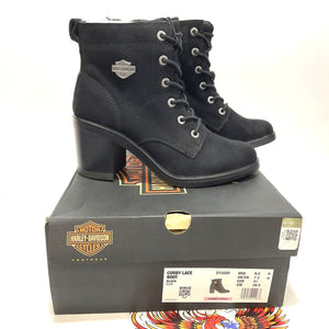 NEW Harley Womens Size 9.5 Corby Black 4.5-Inch Fashion Biker Boots D15000-9.5