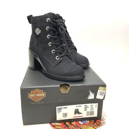 NEW Harley Womens Size 6.5 Corby Black 4.5-Inch Fashion Biker Boots D15000-6.5