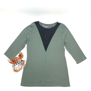 Harley Womens LG Break Out Scoop Neck 3/4 Sleeve Shirt Olive Green HT4783OLG-LG