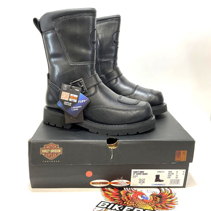 NEW Harley Mens Size 8 Shift Ride 9" WP Black Leather Motorcycle Boots D96313-8
