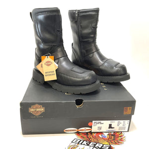 NEW Harley Mens Size 8.5 Shift Ride 9" WP Black Leather Biker Boots D96313-8.5