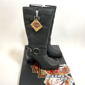 NEW Harley Womens Size 8  Lavina 12" Black Fashion Biker Boots Black D65006-8
