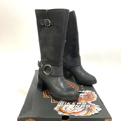 NEW Harley Womens Size 6.5 Lavina 12" Black Fashion Biker Boots Black D65006-6.5