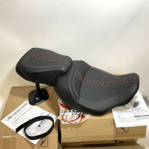 NEW Genuine Harley 2023.5up Low-Profile Solo Touring Seat Orange Stitch 52000691