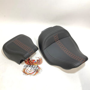 NEW Genuine Harley 2023.5up Low-Profile Solo Touring Seat Orange Stitch 52000691