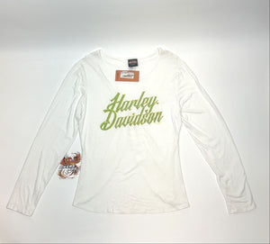 NEW Harley Womens Size 2X Gold Road Crew Neck Long Sleeve Ivy HT4823IVY-2X