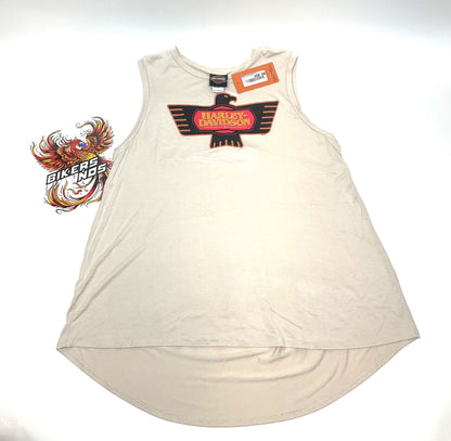 NEW Harley Women's Size 1X Spirit Eagle Crew Neck Tank Top Tan HT4877OAT-1X
