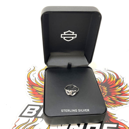 NEW Harley Womens Size 6 Embellished Double Heart Ring Sterling Silver 34R00086