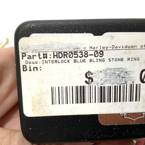 NEW Harley Womens Size 9 Interlock Blue Bling Stone Ring Sterling Silver HDR0538