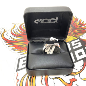 Harley Mens Size 13 Modern Edge Bar & Shield Signet Ring Sterling Silver HDR0579