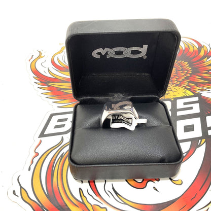 Harley Mens Size 11 Modern Edge Bar & Shield Signet Ring Sterling Silver HDR0579