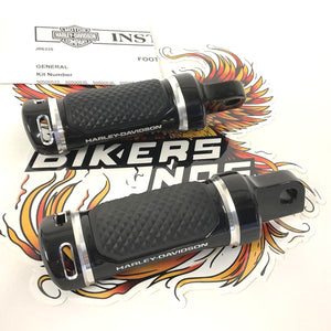 NEW Genuine Harley Silver And Black Adversary Highway Pegs 50502249