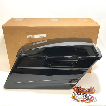 NOS Genuine Harley 2013 down Complete Vivid Black W PS Saddlebag 91199-10DBX