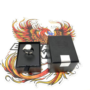 Harley Womens Size 7 Mother of Pearl Stone Signet Ring Stainless Steel 34R00004