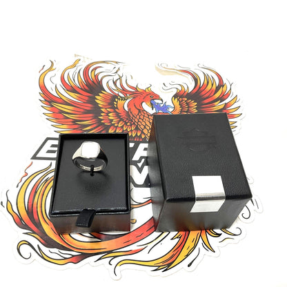 Harley Womens Size 7 Mother of Pearl Stone Signet Ring Stainless Steel 34R00004