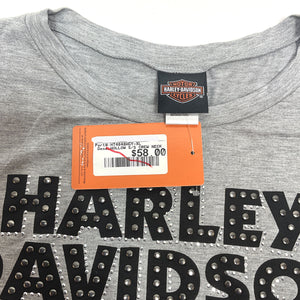 NEW Women 2X Gray Studded Crew Neck Harley-Davidson Shirt HT4848HGY-XL