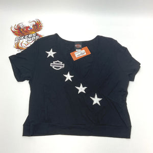 NEW Women's 1X Harley Bandolier V-Neck Short Sleeve Shirt Black HT4809BLK-1X