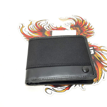 Harley Mens Classic Cordura Leather Trim Double Billfold Wallet Black MWM002/08