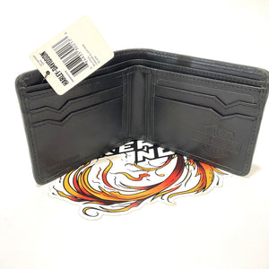 Harley Mens Classic Cordura Leather Trim Double Billfold Wallet Black MWM002/08