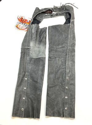 NEW Derringer Womans Size Large Premium Lambskin Leather Chaps Gray 7174.GY-L