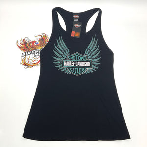 NEW Women 1X Blue Brushed Wings Scoop Neck Harley-Davidson Tank Top HT4851BLK-1X
