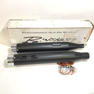 Rinehart 4" Black Mufflers Chrome Tips 2017 up Harley Touring 500-0107C