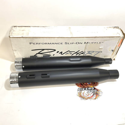 Rinehart 4" Black Mufflers Chrome Tips 2017 up Harley Touring 500-0107C