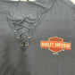 Harley Womens 1X Winner Circle Long Sleeve Laced V-Neck Shirt Gray HT4835IRN-1X