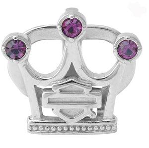 NEW Genuine Harley Jewelry Crown Purple Stone Rally Charm Bracelet HSC0116
